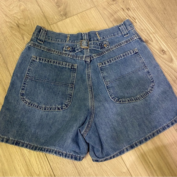 Lee Pants - Y2K Buckle Back Blue Jean Shorts, Riveted by Lee,Denim Blue Women's Shorts 4